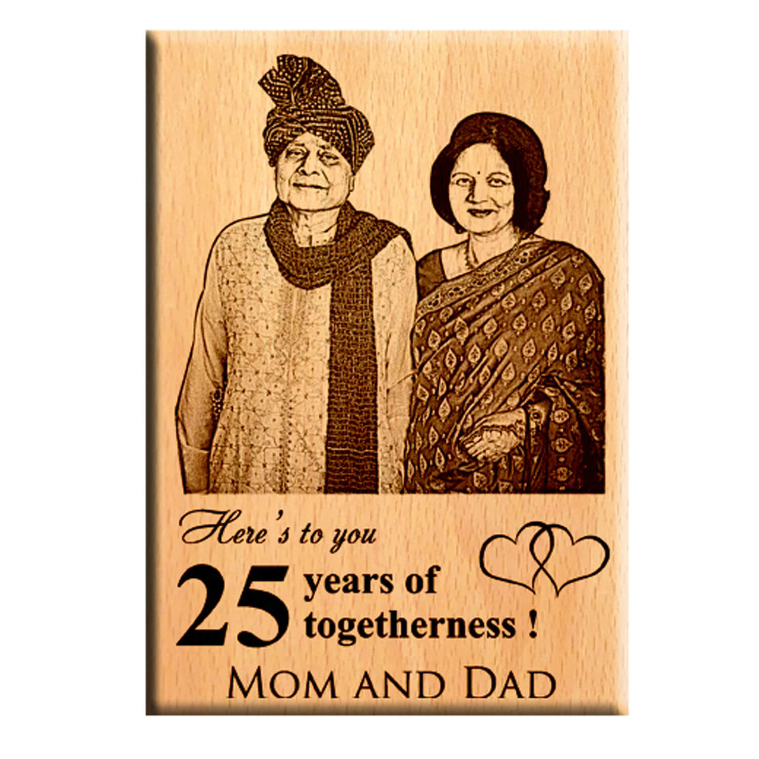 Giftanna Personalized Unique Wedding Anniversary/Just Married Gift - Wooden Engraved Photo Plaque/Frame
